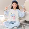 Pijama Infantil Madre-Hija Niños Otoño/Invierno Felpa Coral Cálido Niños Medianos y Grandes 2026 Nuevo Franela Ropa de Casa