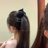 Pinza para el cabello de alta gama con forma de lazo negro satinado para plátano para mujer, adecuada para coletas altas, accesorio para el cabello de torsión