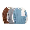 Andrei Otoño e Invierno Ropa de Punto Perezosa para Hombre de Manga Larga Estilo Coreano Ropa de Punto Bloque de Color Simple Holgada Cálida
