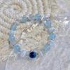 Pulsera de ópalo blanco estilo coreano ins círculo único pulsera de ágata corazón de azúcar para mujer calcedonia azul joyería al por mayor