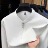 Sudadera de manga larga para hombre, color liso, con media cremallera, modelo nuevo otoño 2026, cuello alto, 80% algodón, camiseta de manga larga casual y transpirable para hombre
