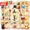 50 Piezas de Compra Directa Transfronteriza Pegatinas de Letras Estilo Europeo Vintage Antiguo Materiales Creativos para Decoración de Diarios Pegatinas Impermeables