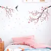 Br0422H Estilo Chinês Galho de Flor de Pessegueiro Pássaro Adesivos de Parede Autoadesivos Sala de Estar Quarto Sala de Estudo Decoração de Casa Adesivos