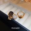 Real Gold galvanizado zircão quadrado redondo diamante-embutido anel aberto retro de alta qualidade anel de dedo indicador temperamento anel de nicho
