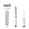 C291 pelador de acero inoxidable de tres piezas pelador pelador pelador pinza para el pelo de pato puesto rallador de patatas Pelador