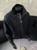 Moletom cinza estilo americano retrô com meio zíper e gola vertical, moda primavera e outono, marca de alta qualidade, jaqueta Feeling Cleanfit