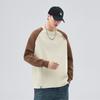Moletom Pesado Novo da Primavera para Homens Estilo Japonês Bordado Simples de Letras Manga Raglan Gola Redonda Moletom Masculino