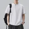 Camisa Polo Casual de Verano 2026 para Hombre, Cuello Alto, Media Cremallera, Peso Pesado, Manga Corta, Holgada, Cuello Redondo