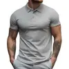 Camiseta polo de verão europeia e americana da Temu, manga curta, gola de lapela, corte solto, plus size, cor sólida