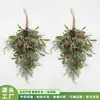 Spray de Nieve Navideño Decoración Colgante de Muérdago para el Hogar, Vegetación Artificial, Flores Falsas, Ramas de Pino, Bayas Rojas, Piñas, Ramo Colgante de Planta Verde
