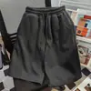 Design único shorts versáteis estilo coreano com cordão para ir ao trabalho, unissex casual moderno soltos emagrecedores na altura do joelho