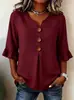 Nuevo Top de Verano para Mujer Estilo Europeo y Americano, Cuello en V, Estampado Floral de Manga Media, Moda Transfronteriza Casual de Moda
