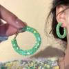 Pendientes franceses de círculo de colores dulces, diseño de nicho, pendientes de alta calidad, pendientes femeninos distintivos y exagerados.