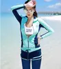 Traje de Buceo Coreano para Mujer de Manga Larga Traje de Baño de Medusa para Pareja Pantalones Divididos con Protección Solar Traje de Snorkel Delgado