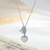 Collar elegante con baño de oro real e incrustaciones de circonita para mujer, diseño único con corazón de nácar natural, estilo dulce y fresco