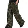 Calça jeans camuflada desconstruída estilo americano para homens, nova coleção primavera/outono 2026, calça de trabalho moderna de corte reto solto, lavada e desgastada