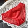 [Rojo Ancola] 880# Ropa Interior Roja Grande de Año Nuevo Malla de Encaje Seda de Hielo Ropa Interior Roja