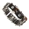Pulsera de Cuero con Calavera Retro Europea y Americana para Hombre Pulsera de Aleación Punk Rock Personalidad Pulsera de PU de Moda Joyería
