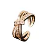Anillo abierto de circonita completa envuelto cruzado, diseño de nicho, de alta gama, moderno, versátil, anillo para el dedo para ir al trabajo