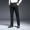 Jeans de Brim Azul Lavado de Alta Elasticidade 2026 para Homens, Calça Masculina Espessa de Cintura Alta com Caimento Solto, Business Casual para Outono e Inverno