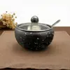 Taza de Azúcar Grande de Acero Inoxidable con Forma de Cuenco, Frasco de Condimentos de Acero Inoxidable con Forma de Tambor, Tapa de Vidrio, Caja de Condimentos Visible con Cuchara Pequeña