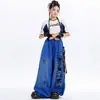 Ropa de Jazz para Niñas, Estilo Coreano Moderno Fresco, Conjunto de Moda con Mangas Cortas que Muestra el Ombligo, Traje de Baile de Jazz para Niños