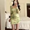 Traje de baño de estilo fresco verde para mujer, Nuevo estilo de moda 2026, Cubrebañador, Oculta abdomen, Adelgazante, Estilo de deseo puro, Traje de baño de una pieza para vacaciones