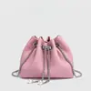 Moda Femenina Exclusiva Transfronteriza Bolso Nube de Borlas de Cuero Genuino Diseño Moderno con Cierre de Cordón Bolso de Hombro Cruzado Individual