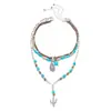 Set de Collares Estilo Vaquero Occidental Europeo y Americano Transfronterizo Retro Cabeza de Toro Sombrero de Turquesa Cuerda de Cuello Apilada Cadena de Clavícula