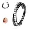 Pendientes de Titanio G23 para Oreja, Aro con Bisagra, Joyería para Perforación Corporal, Joyería para Nariz, Joyería para Oreja, Nuevo Producto Transfronterizo Europeo y Americano, Anillo de Nariz con Circonita
