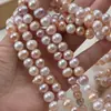 Perlas de agua dulce naturales de 9-10 mm sin nácar de colores dulces surtidos, cuentas enhebradas para collares, pulseras y productos semiacabados de bricolaje