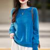 Camisa de Base Tricotada Redonda de Lã Escovada, Pronta para Usar, Linha Única Contínua, Suéter da Moda Versátil Escovado para Outono e Inverno