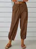 Directo de fábrica, en stock, pantalones cropped de color liso para mujer, con cordón y cintura elástica, estilo harén, disponibles en varios colores, pantalones casuales tipo linterna, envío directo disponible