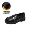 Mocasines de Suela Gruesa para Mujer 2026 Nuevos Otoño e Invierno Sin Cordones Zapatos de Cuero Retro Estilo Británico Zapatos de Suela Blanda con Tacón Grueso para Mujer