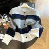 Design transfronteiriço com listras de cores contrastantes, jaqueta de cardigã de tricô solta e casual estilo coreano, novidade outono e inverno para mulheres
