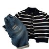 Chaqueta Suéter Clase A para Niños 2025 Primavera y Otoño Nuevo Suéter Cardigan para Niños Pequeños Chaqueta Suéter Rayada Venta al por Mayor
