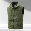 Chaleco Casual para Hombre para Exteriores con Múltiples Bolsillos, Chaleco de Pesca con Cuello Alto, Chaqueta Ligera sin Mangas para Primavera y Otoño 2539