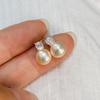 Nova Prata Esterlina S925 Pérola Natural de Água Doce Genuína Joias Brincos Banhados a Ouro 18K Joias de Pérola Zhuji Uma Peça Dropshipping