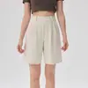 Shorts de Conjunto Feminino Novo Estilo para Primavera e Verão, Calça Casual de Cinco Pontos Ampla de Cintura Alta Linha A Emagrecedora de Perna Larga, Calça de Trabalho de Perna Reta