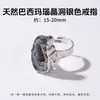 Anillo de piedra cruda ovalada de labradorita natural de venta caliente transfronteriza, anillo abierto de lujo ligero de nicho, suministro mayorista transfronterizo