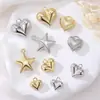 Cor Dourada 14K Cobre Conservador de Cor Pingente Liso Coração Estrela Acessórios para Colar DIY Nicho Simples Joias Artesanais Materiais