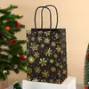 Bolsa de Presente de Natal de Luxo Leve, Bolsa de Papel Kraft Preta de Alta Qualidade e Versátil, Bolsa de Mão Criativa com Estampagem a Quente e Impressão Prateada