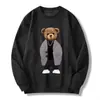 Moda Outono Comércio Exterior Moletom com Capuz em Camurça Estilo Americano Tendência Casual Versátil Pulôver Estampa de Urso Top Masculino