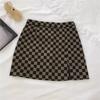 Falda a cuadros línea A para mujer primavera 2024 cintura alta para mujer adelgazante diseño de tablero de ajedrez retro estilo coreano falda de cadera