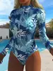 2027 Maiô Peça Única Manga Longa Moda Casual Modelador Sexy Verão Férias na Praia Surfe Roupa de Banho Feminina