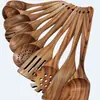 Amazon Más Vendido Set de Espátulas de Madera de Acacia Espátula de Madera Cuchara de Madera Espátula para Arroz de Teca Cuchara para Fideos Utensilios de Cocina Antiadherentes