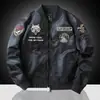 Chaqueta de vuelo para hombre con bordado, cuello de béisbol de la fuerza aérea, chaqueta táctica, cuello alto, manga larga, chaqueta casual, marca de moda