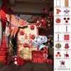 Nueva decoración de habitación de bodas estilo chino con arreglos florales en tablero KT, bata de novia para la sala de estar del nuevo hogar o hotel, accesorios para fotos y personajes decorativos para la felicidad