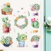 Adhesivos de pared planta suculenta sala de estar dormitorio niños jardín de infancia pared maceta de vidrio adhesivos acuarela fresca artículos pequeños