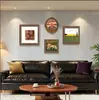 Conjunto de Pintura Decorativa Retro Estilo Vintage, Arte de Parede com Paisagem para Sala de Estar Parede Atrás do Sofá, Pintura de Arte de Nicho Pastoral Francesa